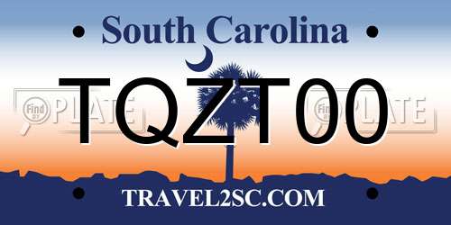 TQZT00 South Carolina License Plate