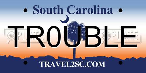 TR0UBLE South Carolina License Plate