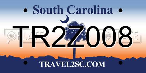 TR2Z008 South Carolina License Plate