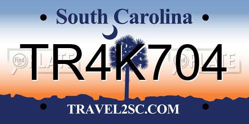 TR4K704 South Carolina License Plate
