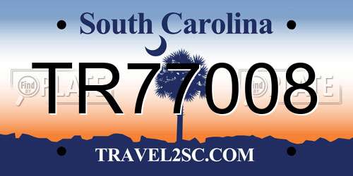 TR77008 South Carolina License Plate
