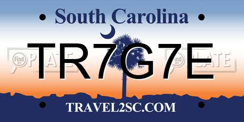 TR7G7E South Carolina License Plate