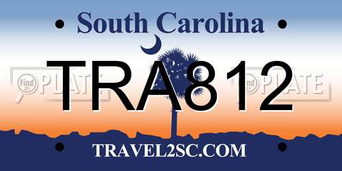 TRA812 South Carolina License Plate