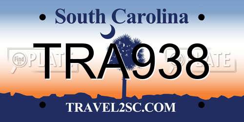 TRA938 South Carolina License Plate
