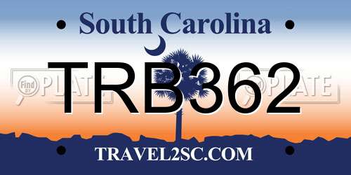 TRB362 South Carolina License Plate
