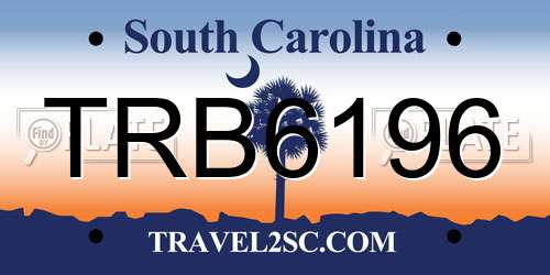 TRB6196 South Carolina License Plate