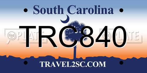 TRC840 South Carolina License Plate