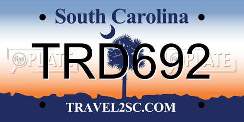 TRD692 South Carolina License Plate