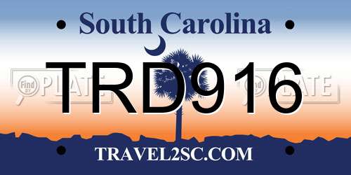 TRD916 South Carolina License Plate