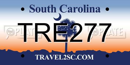 TRE277 South Carolina License Plate