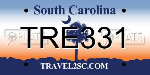 TRE331 South Carolina License Plate