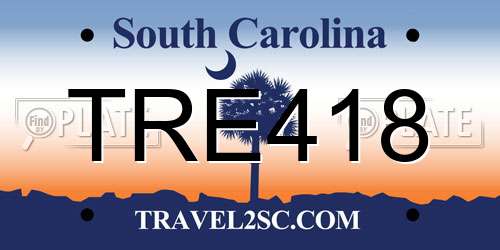 TRE418 South Carolina License Plate