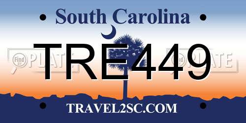 TRE449 South Carolina License Plate