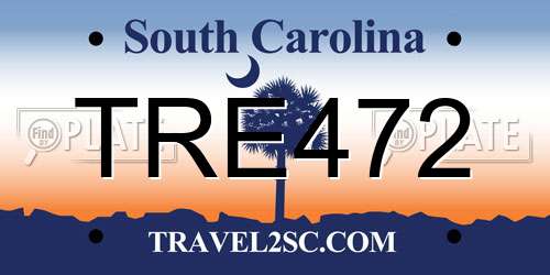 TRE472 South Carolina License Plate
