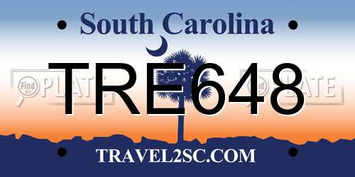 TRE648 South Carolina License Plate