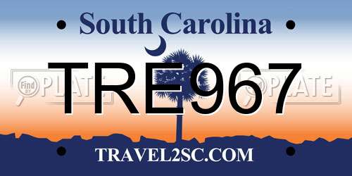 TRE967 South Carolina License Plate