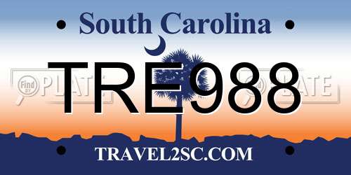 TRE988 South Carolina License Plate
