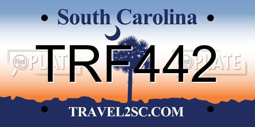 TRF442 South Carolina License Plate