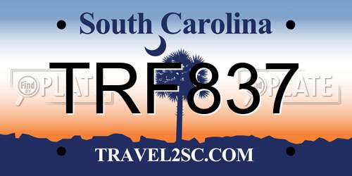 TRF837 South Carolina License Plate