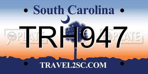 TRH947 South Carolina License Plate