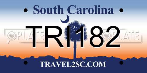 TRI182 South Carolina License Plate