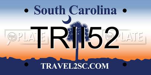 TRII52 South Carolina License Plate