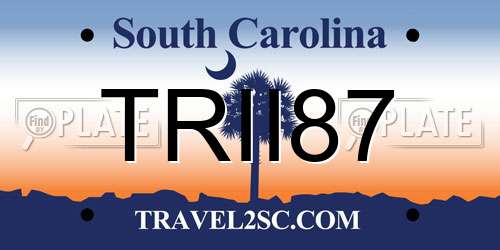 TRII87 South Carolina License Plate