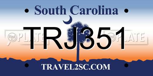 TRJ351 South Carolina License Plate