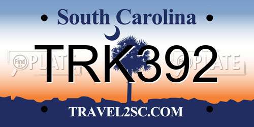 TRK392 South Carolina License Plate