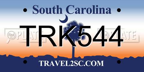 TRK544 South Carolina License Plate