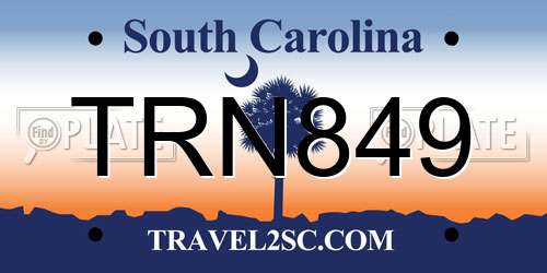TRN849 South Carolina License Plate