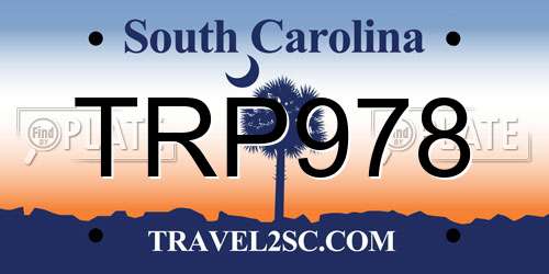 TRP978 South Carolina License Plate