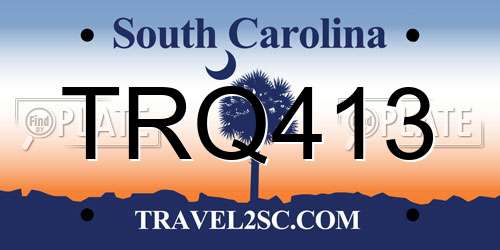 TRQ413 South Carolina License Plate