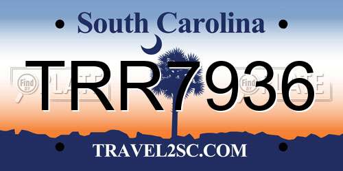 TRR7936 South Carolina License Plate