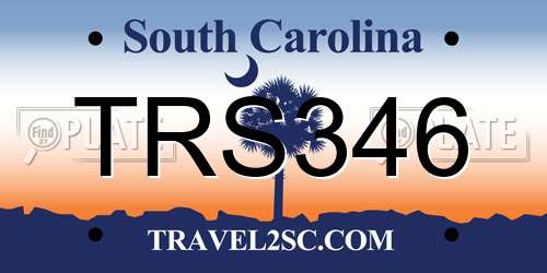 TRS346 South Carolina License Plate