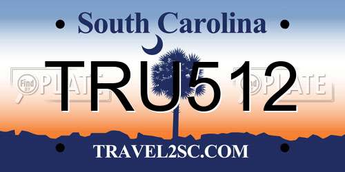 TRU512 South Carolina License Plate