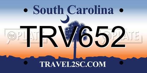TRV652 South Carolina License Plate
