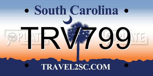 TRV799 South Carolina License Plate