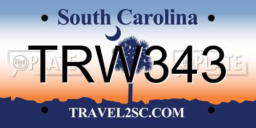 TRW343 South Carolina License Plate