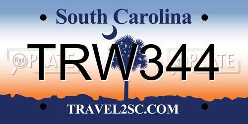 TRW344 South Carolina License Plate