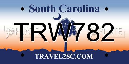 TRW782 South Carolina License Plate