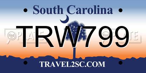TRW799 South Carolina License Plate