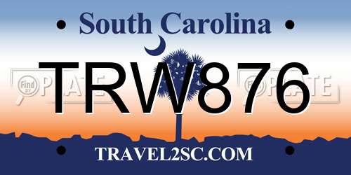 TRW876 South Carolina License Plate