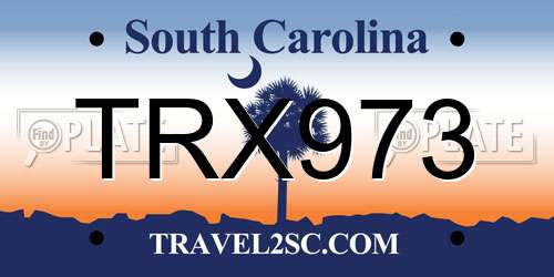 TRX973 South Carolina License Plate
