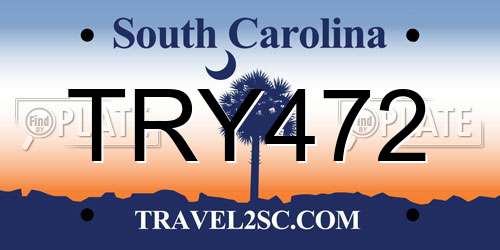 TRY472 South Carolina License Plate
