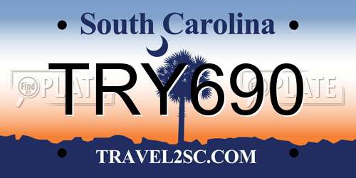 TRY690 South Carolina License Plate