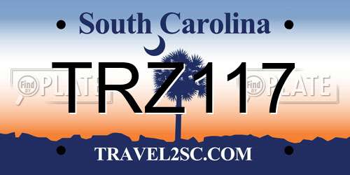 TRZ117 South Carolina License Plate