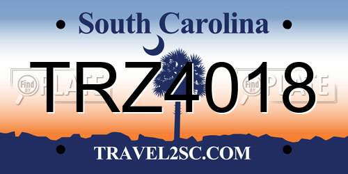 TRZ4018 South Carolina License Plate