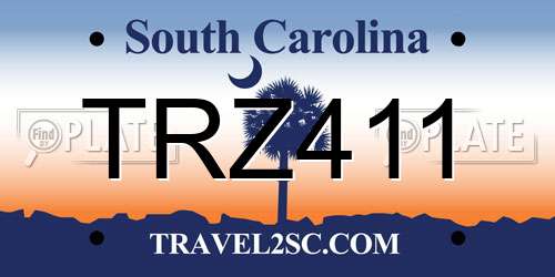 TRZ411 South Carolina License Plate