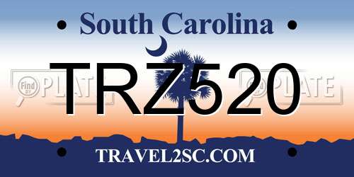 TRZ520 South Carolina License Plate